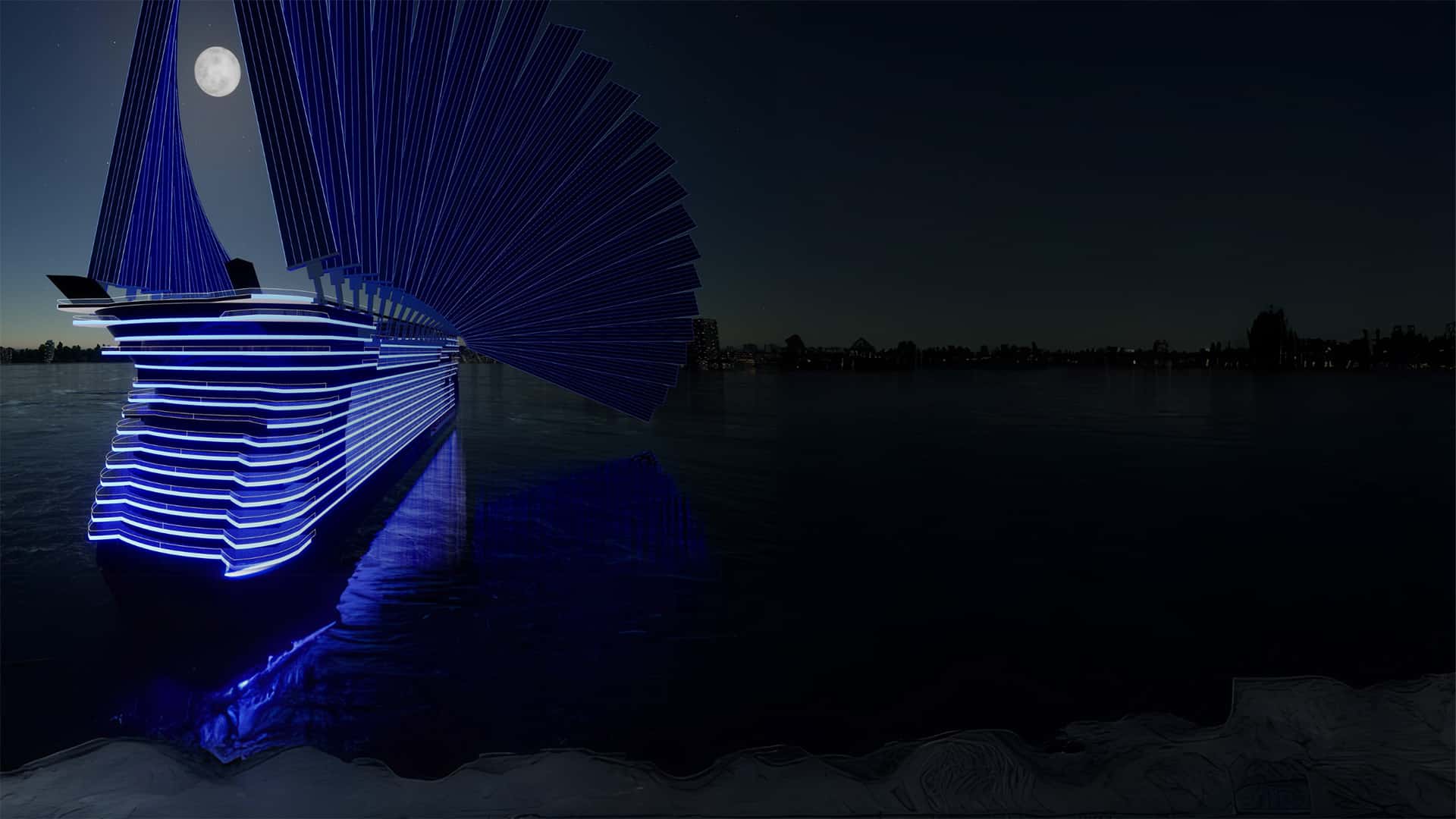 Dark Blue Light Ship
